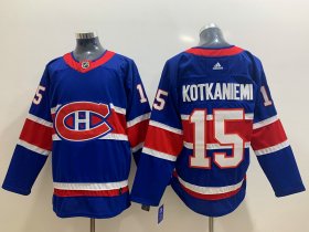 Wholesale Cheap Men\'s Montreal Canadiens #15 Jesperi Kotkaniemi Blue Adidas 2020-21 Alternate Authentic Player NHL Jersey