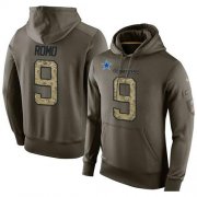 Wholesale Cheap NFL Men's Nike Dallas Cowboys #9 Tony Romo Stitched Green Olive Salute To Service KO Performance Hoodie
