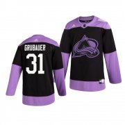 Wholesale Cheap Colorado Avalanche #31 Philipp Grubauer Adidas Men's Hockey Fights Cancer Practice NHL Jersey Black