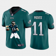 Wholesale Cheap Philadelphia Eagles #11 Carson Wentz Men's Nike Player Signature Moves 2 Vapor Limited NFL Jersey Green
