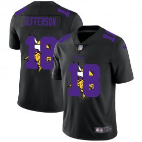 Wholesale Cheap Minnesota Vikings #18 Justin Jefferson Men\'s Nike Team Logo Dual Overlap Limited NFL Jersey Black