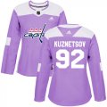 Wholesale Cheap Adidas Capitals #92 Evgeny Kuznetsov Purple Authentic Fights Cancer Women's Stitched NHL Jersey