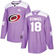 Wholesale Cheap Adidas Hurricanes #18 Ryan Dzingel Purple Authentic Fights Cancer Stitched NHL Jersey
