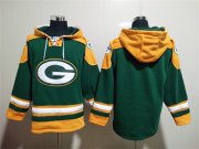 Wholesale Men's Green Bay Packers Blank Green Lace-Up Pullover Hoodie