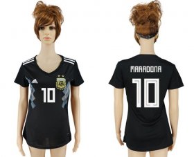 Wholesale Cheap Women\'s Argentina #10 Maradona Away Soccer Country Jersey