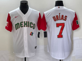Wholesale Cheap Men's Mexico Baseball #7 Julio Urias Number 2023 White Red World Classic Stitched Jersey23