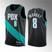 Wholesale Cheap Men's Portland Trail Blazers #8 Kris Murray Black 2023 Draft City Edition Stitched Basketball Jersey