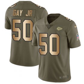 Wholesale Cheap Nike Chiefs #50 Willie Gay Jr. Olive/Gold Youth Stitched NFL Limited 2017 Salute To Service Jersey