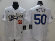 Wholesale Cheap Men Los Angeles Dodgers 50 Betts White Game 2021 Nike MLB Jersey