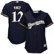 Wholesale Cheap Brewers #12 Stephen Vogt Navy Blue Alternate Women's Stitched MLB Jersey