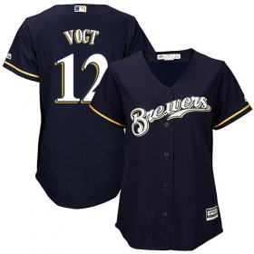 Wholesale Cheap Brewers #12 Stephen Vogt Navy Blue Alternate Women\'s Stitched MLB Jersey