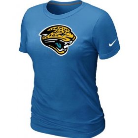 Wholesale Cheap Women\'s Nike Jacksonville Jaguars Logo NFL T-Shirt Light Blue
