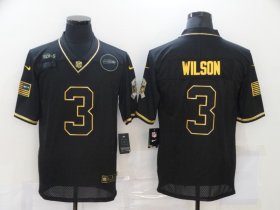 Wholesale Cheap Men\'s Seattle Seahawks #3 Russell Wilson Black Gold 2020 Salute To Service Stitched NFL Nike Limited Jersey