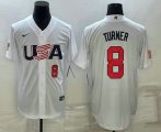 Cheap Mens USA Baseball #8 Trea Turner Number 2023 White World Baseball Classic Stitched Jersey