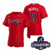 Wholesale Cheap Men Nike Atlanta Braves 11 Ender Inciarter Red Alternate Stitched Baseball Stitched MLB 2021 Champions Patch Jersey