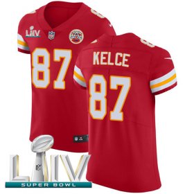 Wholesale Cheap Nike Chiefs #87 Travis Kelce Red Super Bowl LIV 2020 Team Color Men\'s Stitched NFL Vapor Untouchable Elite Jersey