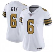 Cheap Women's New Orleans Saints #6 Willie Gay White Color Rush Football Stitched Game Jersey(Run Small)