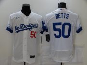 Wholesale Cheap Men's Los Angeles Dodgers #50 Mookie Betts White 2021 City Connect Flex Base Stitched Jersey