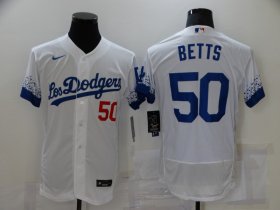 Wholesale Cheap Men\'s Los Angeles Dodgers #50 Mookie Betts White 2021 City Connect Flex Base Stitched Jersey
