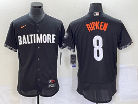 Wholesale Cheap Men\'s Baltimore Orioles #8 Cal Ripken Jr Black 2023 City Connect Flex Base Stitched Jersey1