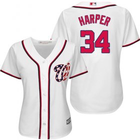 Wholesale Cheap Nationals #34 Bryce Harper White Women\'s Fashion Stitched MLB Jersey
