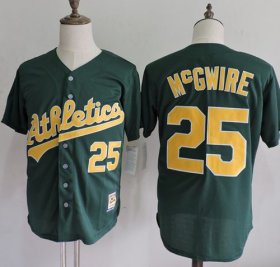 Wholesale Cheap Mitchell And Ness Athletics #25 Mark McGwire Green Throwback Stitched MLB Jersey
