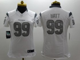 Wholesale Cheap Nike Texans #99 J.J. Watt White Women\'s Stitched NFL Limited Platinum Jersey