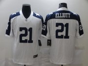 Wholesale Cheap Men's Dallas Cowboys #21 Ezekiel Elliott White Thanksgiving Vapor Untouchable Stitched NFL Nike Limited Jersey