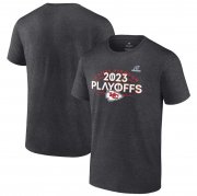 Cheap Men's Kansas City Chiefs Heather Charcoal 2023 Playoffs T-Shirt