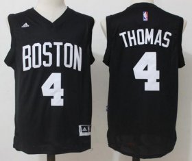 Wholesale Cheap Men\'s Boston Celtics #4 Isaiah Thomas All Black with White Stitched NBA adidas Revolution 30 Swingman Jersey
