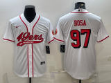 Wholesale Cheap Men's San Francisco 49ers #97 Nick Bosa New White With Patch Cool Base Stitched Baseball Jersey