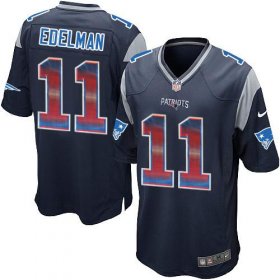 Wholesale Cheap Nike Patriots #11 Julian Edelman Navy Blue Team Color Men\'s Stitched NFL Limited Strobe Jersey