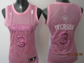 Wholesale Cheap Philadelphia 76ers #3 Allen Iverson Pink Womens Jersey