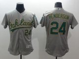Wholesale Cheap Athletics #24 Rickey Henderson Grey Flexbase Authentic Collection Stitched MLB Jersey