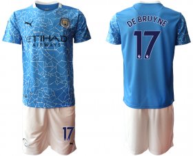 Wholesale Cheap Men 2020-2021 club Manchester City home 17 blue Soccer Jerseys