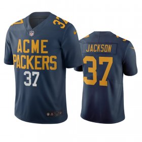 Wholesale Cheap Green Bay Packers #37 Josh Jackson Navy Vapor Limited City Edition NFL Jersey