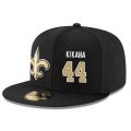 Wholesale Cheap New Orleans Saints #44 Hau'oli Kikaha Snapback Cap NFL Player Black with Gold Number Stitched Hat