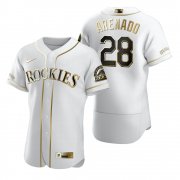 Wholesale Cheap Colorado Rockies #28 Nolan Arenado White Nike Men's Authentic Golden Edition MLB Jersey