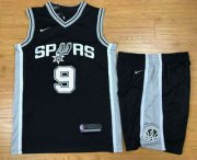 Wholesale Cheap Men's San Antonio Spurs #9 Tony Parker Black 2017-2018 Nike Swingman Stitched NBA Jersey With Shorts