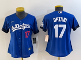 Cheap Women's Los Angeles Dodgers #17 Shohei Ohtani Number Blue 2021 City Connect Cool Base Stitched Jersey