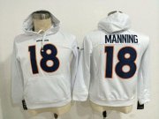 Wholesale Cheap Denver Broncos #18 Peyton Manning White Pullover NFL Hoodie