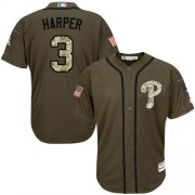 Wholesale Cheap Phillies #3 Bryce Harper Green Salute to Service Stitched MLB Jersey