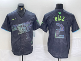 Cheap Men's Tampa Bay Rays #2 Yandy Diaz Number Charcoal 2024 City Connect Limited Stitched Jersey