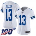 Wholesale Cheap Nike Cowboys #13 Michael Gallup White Women's Stitched NFL 100th Season Vapor Limited Jersey