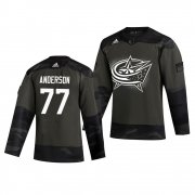 Wholesale Cheap Columbus Blue Jackets #77 Josh Anderson Adidas 2019 Veterans Day Men's Authentic Practice NHL Jersey Camo