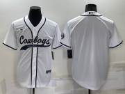 Wholesale Men's Dallas Cowboys Blank White Stitched MLB Cool Base Nike Baseball Jersey