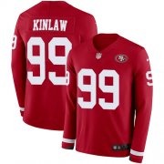 Wholesale Cheap Nike 49ers #99 Javon Kinlaw Red Team Color Youth Stitched NFL Limited Therma Long Sleeve Jersey