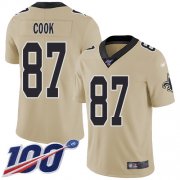 Wholesale Cheap Nike Saints #87 Jared Cook Gold Men's Stitched NFL Limited Inverted Legend 100th Season Jersey