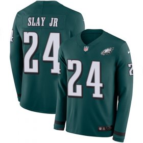 Wholesale Cheap Nike Eagles #24 Darius Slay Jr Green Team Color Men\'s Stitched NFL Limited Therma Long Sleeve Jersey