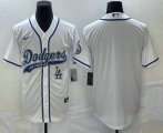 Cheap Men's Los Angeles Dodgers White Blank With Patch Cool Base Stitched Baseball Jersey